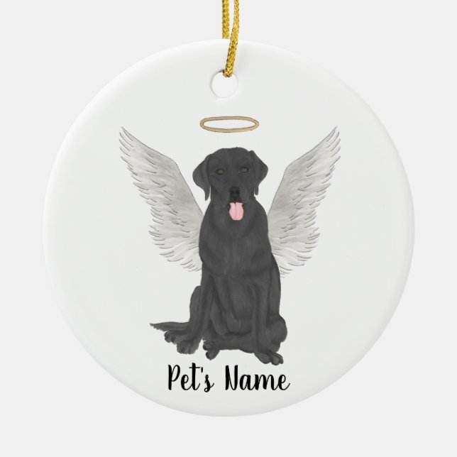 Personalised Black Lab Bereavement Ceramic Tree Decoration (Front)