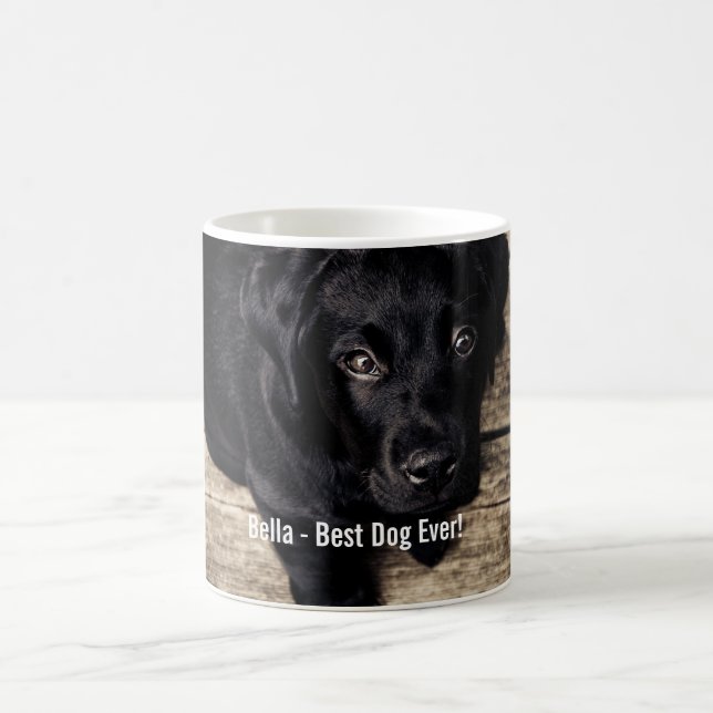 Personalised Black Lab Dog Photo and Dog Name Coffee Mug (Center)