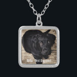 Personalised Black Lab Dog Photo and Dog Name Silver Plated Necklace<br><div class="desc">Personalise this keepsake with your dog's or puppy's photo and name (or other pet or person's photo/name). Text reads "Best Dog Ever" or add your own text - We love Bella (dog's name), dog's birthday or day of passing. Just click on "customise" to add your personalised text, change the font...</div>