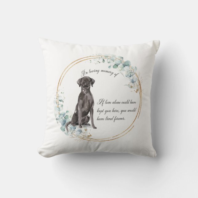Personalised Black Lab Memorial Cushion (Front)