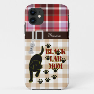 Personalised Black Lab Mum Plaid & Gingham Case-Mate iPhone Case