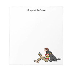 Personalised Black Labrador and Mum Reading Notepad