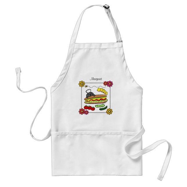Personalised Black Labrador Bakery Cartoon Standard Apron (Front)