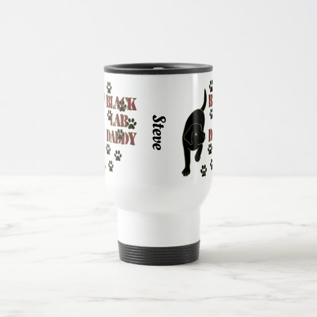 Personalised Black Labrador Daddy Paw Prints Travel Mug (Center)
