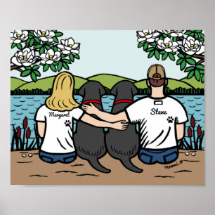 Personalised Black Labrador Family Blonde Long Poster