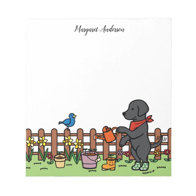 Personalised Black Labrador Gardener Notepad (Front)