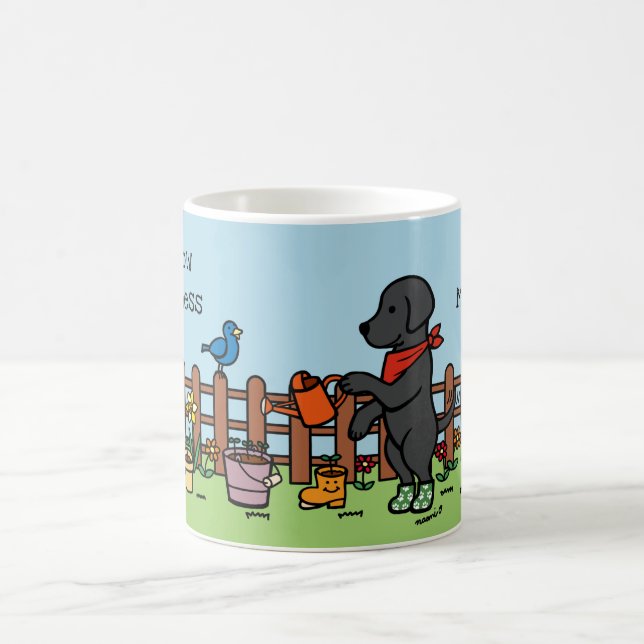 Personalised Black Labrador Happy Gardener Coffee Mug (Center)