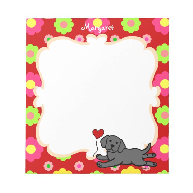 Personalised Black Labrador Puppy Notepad (Front)