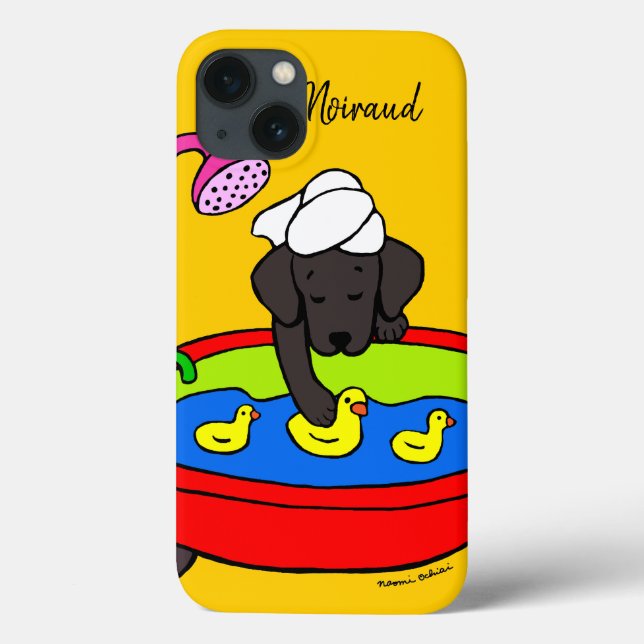 Personalised Black Labrador Rubber Ducks Case Dark (Back)