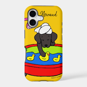 Personalised Black Labrador Rubber Ducks Case Dark