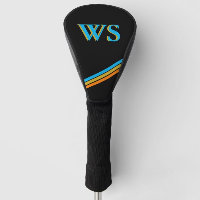 Personalised Black Leather Golf Head Cover (Front)