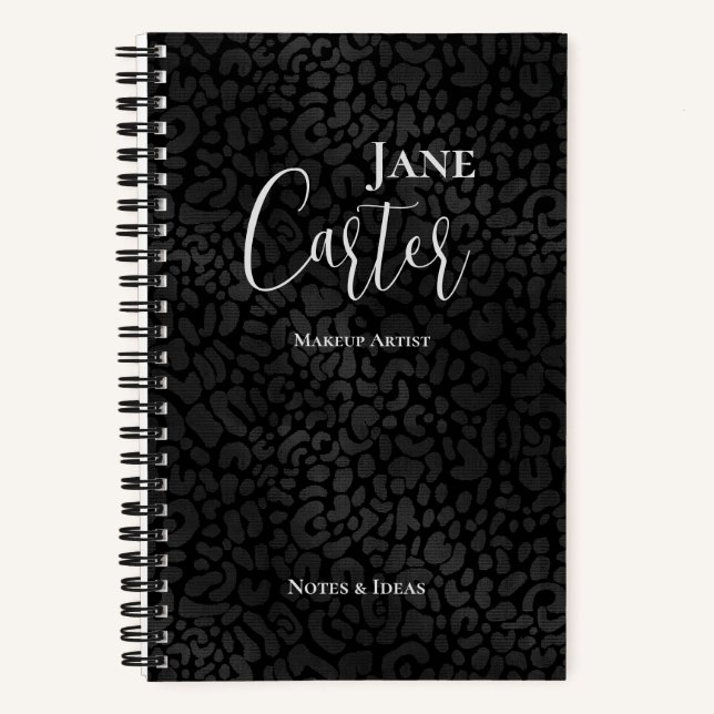Personalised Black Leopard Checklist  Notebook (Front)