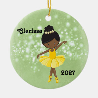 Personalised Black Little Girl Ballerina Ornament
