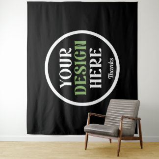 Personalised Black Logo QR Code Business Branding Tapestry