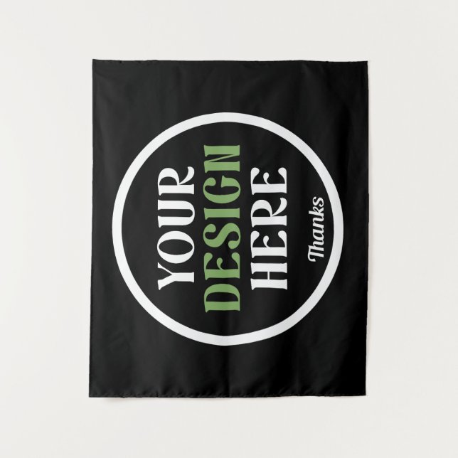 Personalised Black Logo QR Code Business Branding Tapestry (Front)
