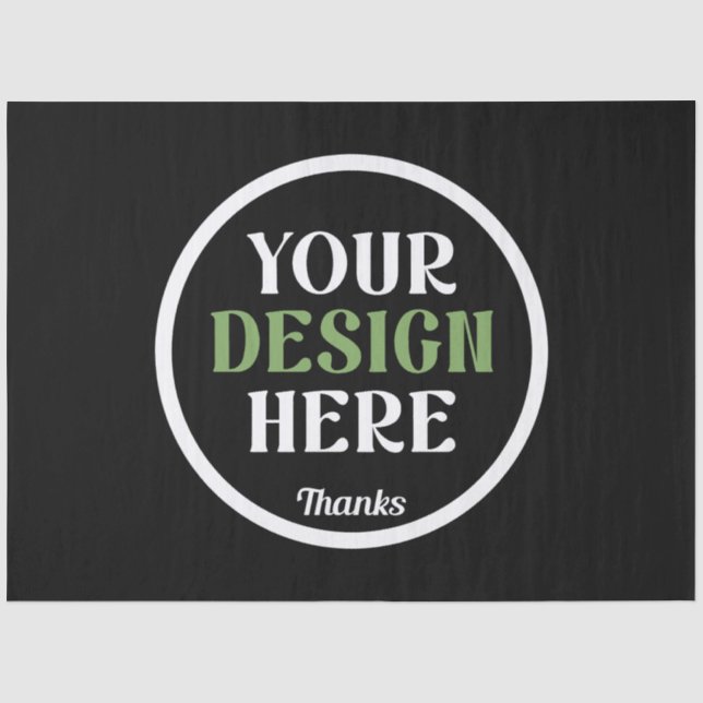 Personalised Black Logo QR Code Business Branding Tissue Paper (Front)