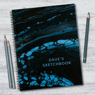 Personalised Black Marble Sketchbook Notebook