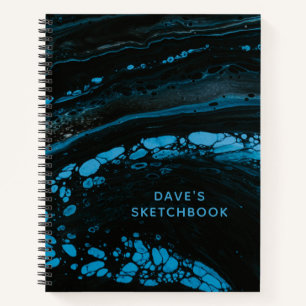 Personalised Black Marble Sketchbook Notebook
