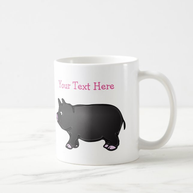 Personalised Black Mini Pig 11 oz White Mug (Right)