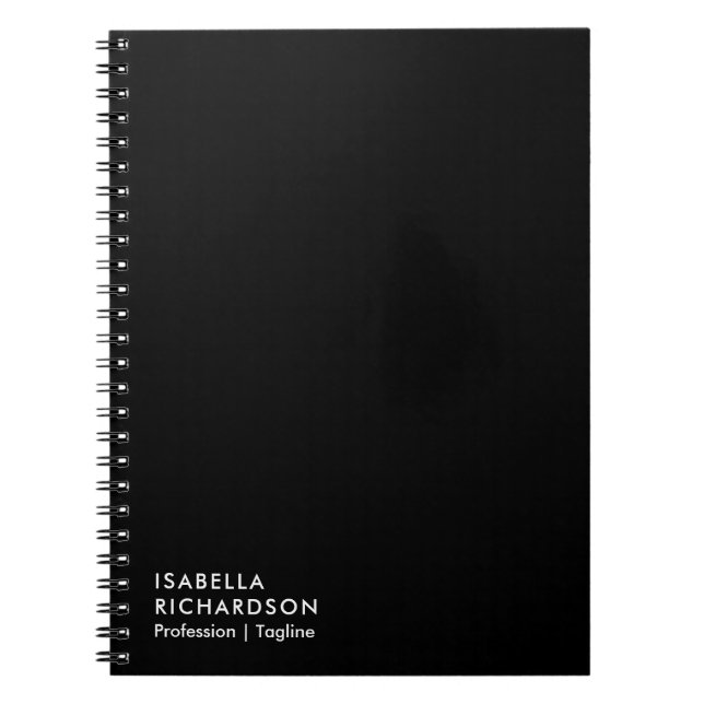 Personalised Black Minimalist Notebook (Front)