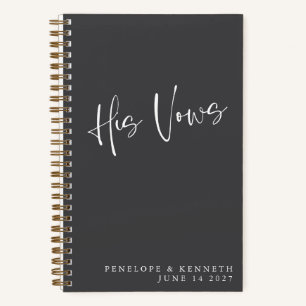 Personalised Black Minimalist Wedding His Vows Not Notebook
