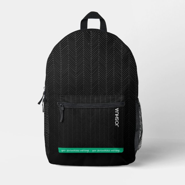 Personalised Black Modern Name  Printed Backpack (Front)