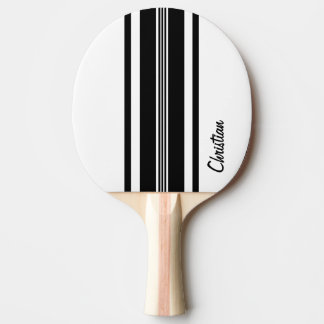 Personalised Black Modern Racing Stripes Ping Pong Paddle