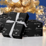 Personalised Black Modern Wedding gift  Wrapping Paper<br><div class="desc">Personalised Black Modern Wedding gift wrapping paper</div>