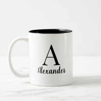 Personalised Black Monogram Name Coffee Mug