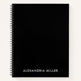 Personalised Black Monogram Spiral Notebook