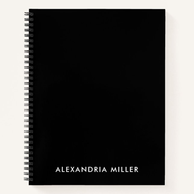 Personalised Black Monogram Spiral Notebook (Front)