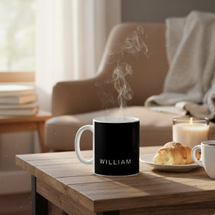 Personalised Black & Monogram with Custom Coffee Mug