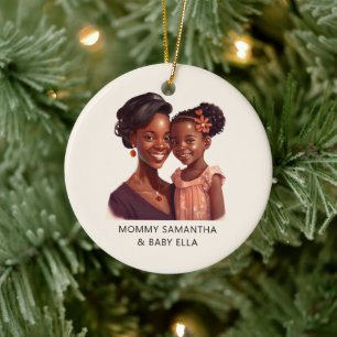 Personalised Black Mum and Daughter (10) Ceramic Tree Decoration