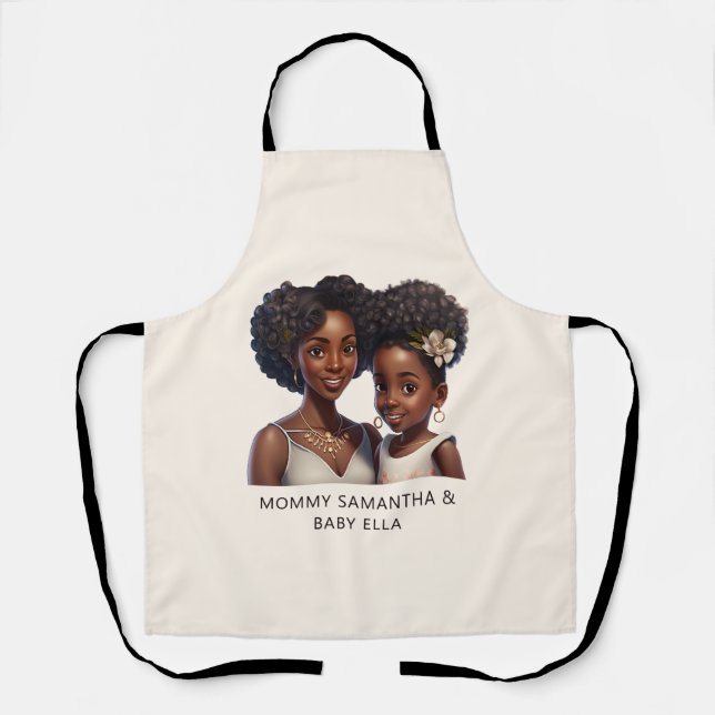 Personalised Black Mum and Daughter (11) Apron (Front)