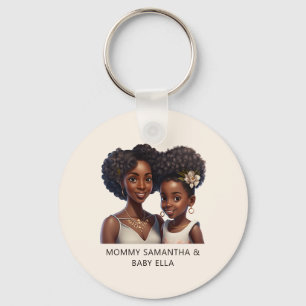 Personalised Black Mum and Daughter (11) Key Ring