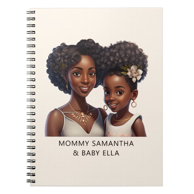 Personalised Black Mum and Daughter (11) Notebook (Front)