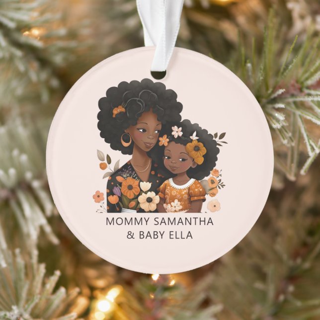 Personalised Black Mum and Daughter (13) Ornament (Tree)