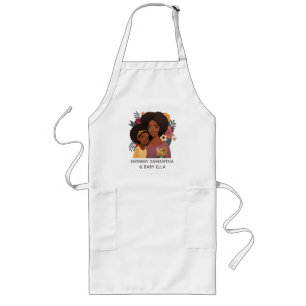 Personalised Black Mum and Daughter (14) Long Apron
