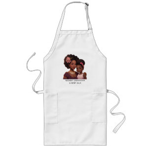 Personalised Black Mum and Daughter (15) Long Apron