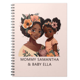 Personalised Black Mum and Daughter (16) Notebook