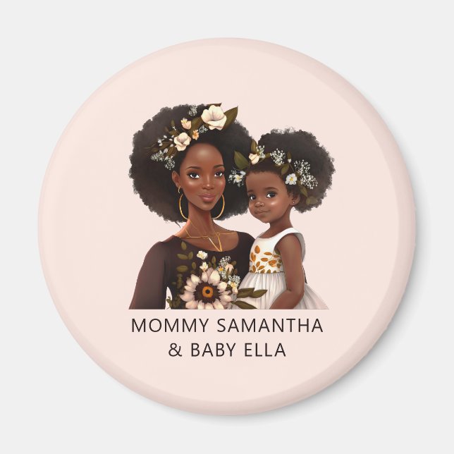 Personalised Black Mum and Daughter (18) Magnet (Front)