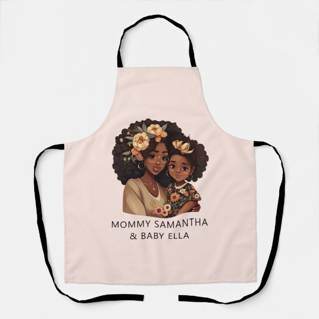 Personalised Black Mum and Daughter (19) Apron (Front)