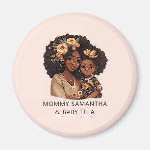 Personalised Black Mum and Daughter (19) Magnet