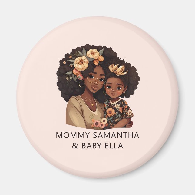Personalised Black Mum and Daughter (19) Magnet (Front)