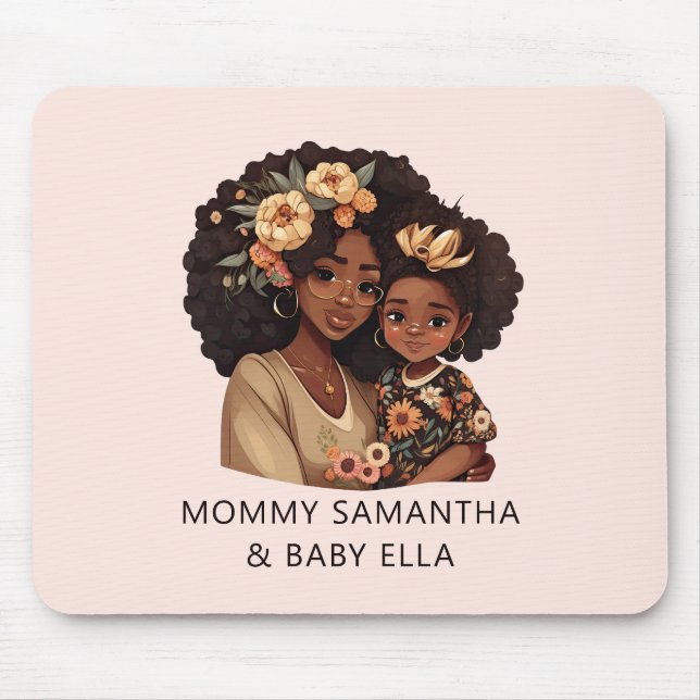 Personalised Black Mum and Daughter (19) Mouse Pad (Front)