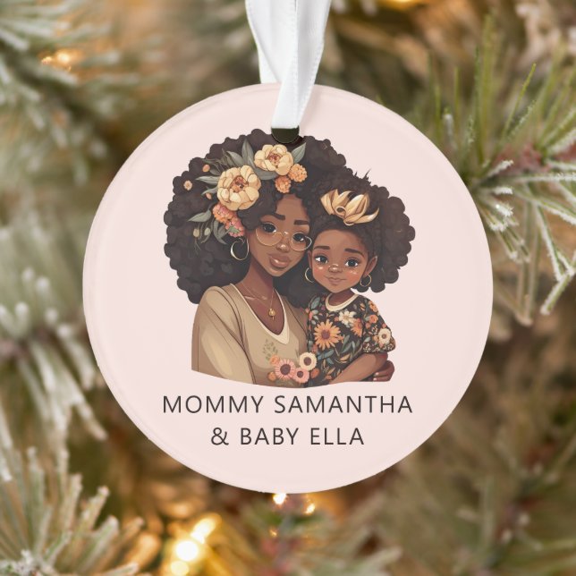 Personalised Black Mum and Daughter (19) Ornament (Tree)