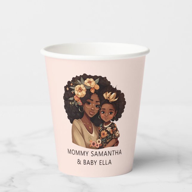 Personalised Black Mum and Daughter (19) Paper Cups (Front)