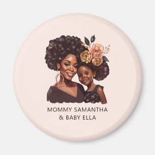 Personalised Black Mum and Daughter (20) Magnet