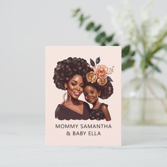 Personalised Black Mum and Daughter (20) Postcard (Standing Front)