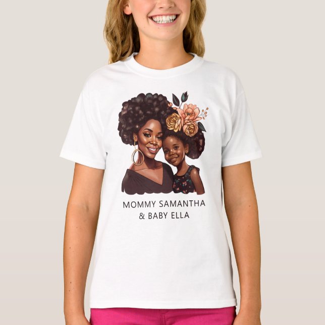 Personalised Black Mum and Daughter (20) T-Shirt (Front)